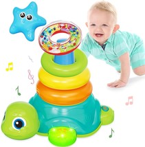 Baby Toys 6-12 Months, Musical Crawling Turtle Toy With Stacking Rings, Early - £29.90 GBP