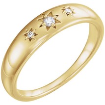 Three Stone Diamond Starburst Ring 14K Yellow, White or Rose Gold - £627.80 GBP+