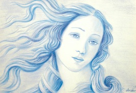 Dibujo original al pastel. Interpretación moderna de la venus de Botticelli.  - £35.76 GBP