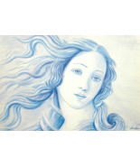 Dibujo original al pastel. Interpretación moderna de la venus de Botticelli.  - $89.00