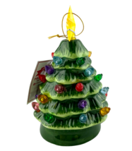 Mr. Christmas Ornament Light Up Mini Tree Ceramic Green Gold Star Topper - $550.64 MXN