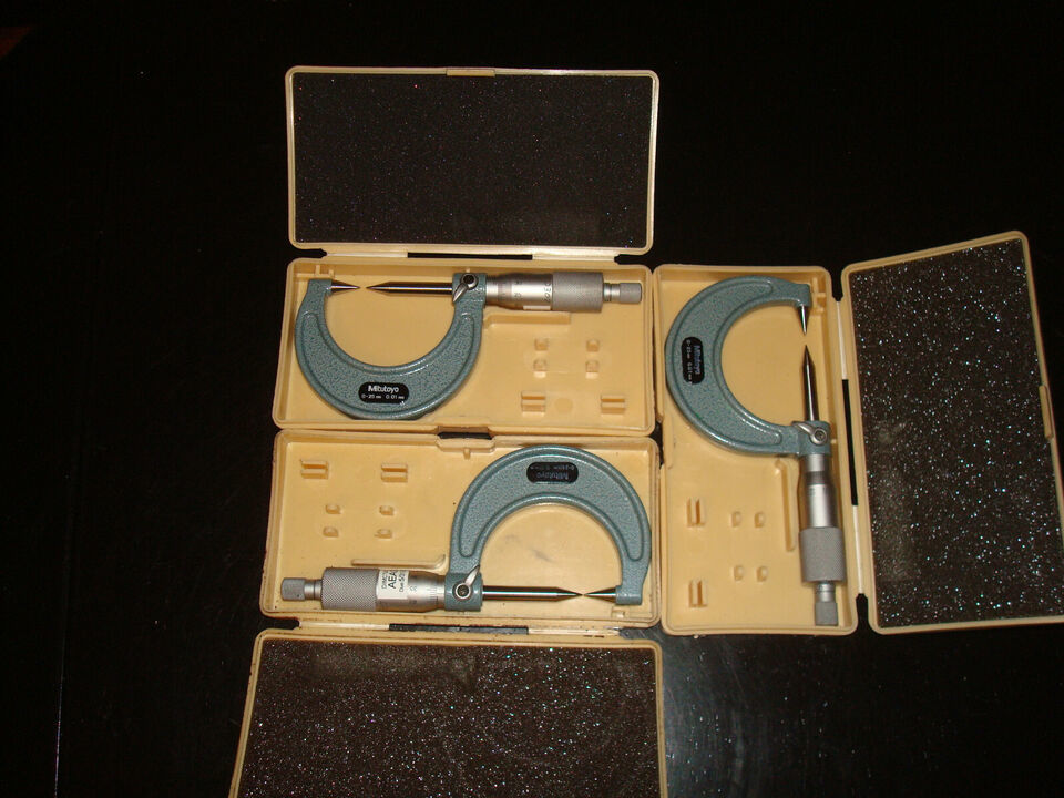 Mitutoyo 112-201 Vernier Micrometer Caliper; 30 degree point 0-25mm - $37.74