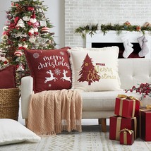 Merry Christmas From Atlinia Christmas Pillow Covers 20X20 Set Of 2 - Xmas - £40.78 GBP