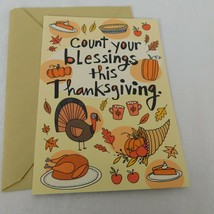 Hallmark Heartline Thanksgiving Holiday Greeting Card Brown Envelope Turkey Pie - £2.39 GBP