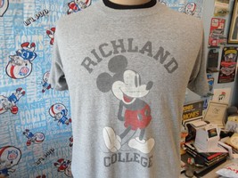 Vintage 80s Richland College Mickey Mouse Dallas Gray T Shirt M - £42.34 GBP