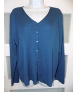 Sag Harbor Blue Ribbed Button Down Knit Cardigan Sweater Size L Women&#39;s - $27.45 CAD