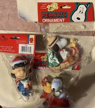 3 Vintage Kurt Adler Peanuts Ornaments Snoopy In Canoe Airplane Lucy New... - $27.95