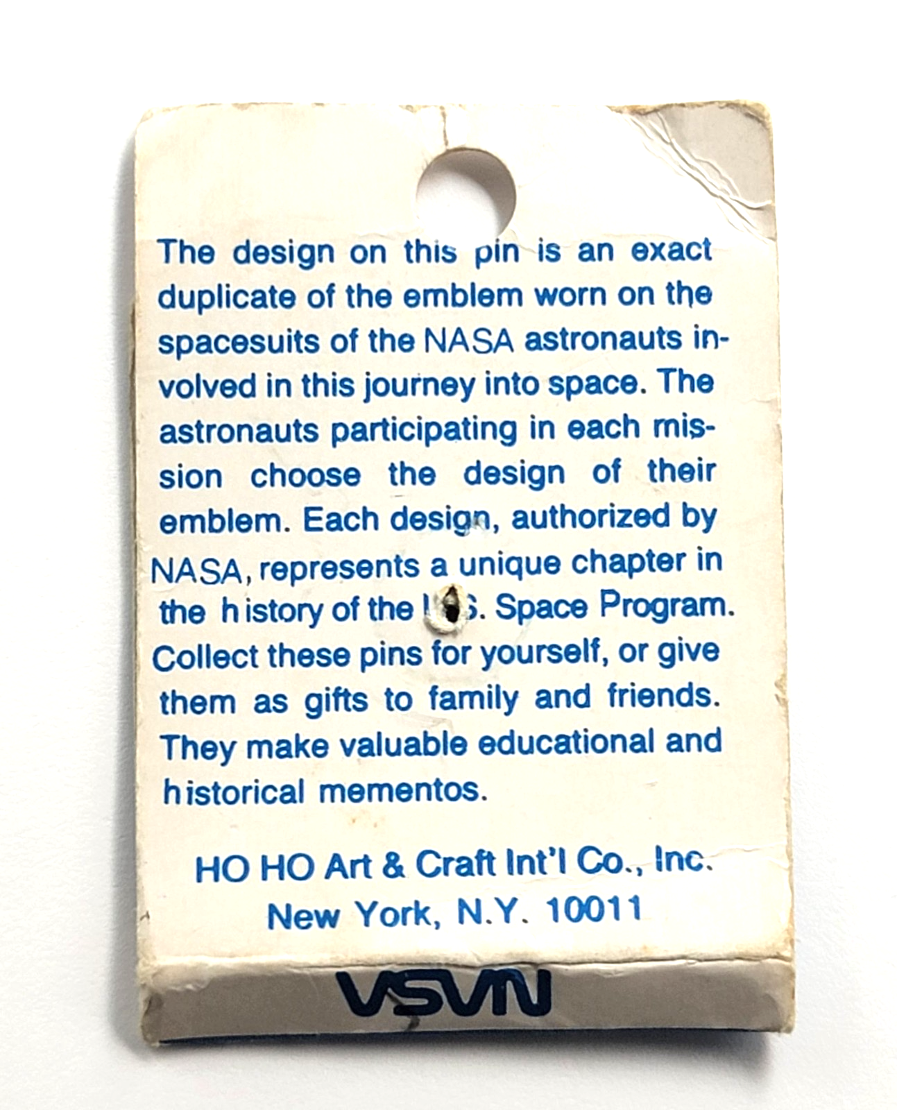 VTG NASA Space Shuttle Triangle Astronaut Emblem Enamel Pin W Card Aerospace Item image 9