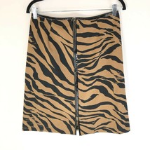 Worth Skirt A Line Zip Front Tiger Stripe Stretch Brown Black Size 4 - $19.34
