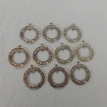 10 Round Silver Tone Detailed Earring Chandelier Connector Jewelry Makin... - £4.71 GBP