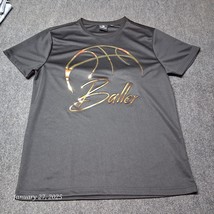 Akademiks Baller Shirt Men XL Black wtih Gold Shiny Basketball - $11.47