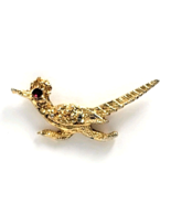Roadrunner Bird Gold Tone Red Rhinestone Eye Vintage Southwest Desert An... - $242.83 MXN