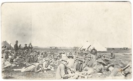 Real Photo Postcard RPPC WW1 Army Recruits at Lunch - AZO 1918 era - Unp... - £6.83 GBP