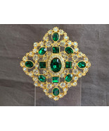 Joan Rivers Private Collection Emerald Green &amp; Clear Rhinestone Brooch J... - £71.81 GBP