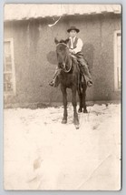 RPPC Young Man On Horse Postcard E21 - £6.34 GBP