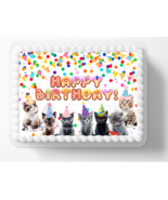 Cat Lover Happy Birthday Pet Kitten Themed  Edible Image Cake Topper -02y - $14.18+