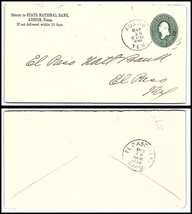 1888 TEXAS Cover - State National Bank, Austin to El Paso, TX O13 - £2.35 GBP