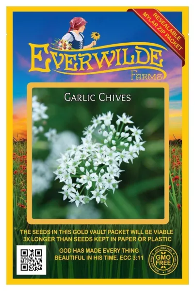 1000 Garlic Chives Herb Seeds - Everwilde Farms Mylar Seed Packet - £7.59 GBP