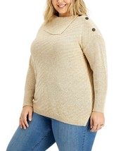 MSRP $57 Style &amp; Co. Women Plus Size Envelope-Neck Tunic Sweater Beige S... - £19.91 GBP