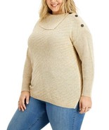 MSRP $57 Style &amp; Co. Women Plus Size Envelope-Neck Tunic Sweater Beige S... - $35.20 CAD