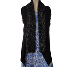 Absolutely Famous Open Front Cardigan Sweater Women&#39;s Medium Black Ribbe... - £11.96 GBP