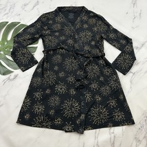 Me Undies Womens Robe Size XS/S Black Gold Fireworks Star Print Short Soft - $25.73