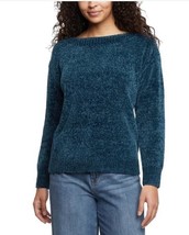 Orvis Womens Sweater Blue Chenille Boatneck Long Sleeves Textured Polyester - $864.77 MXN