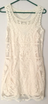 Express dress size XS women white lace over slip dress  knee length - $12.13