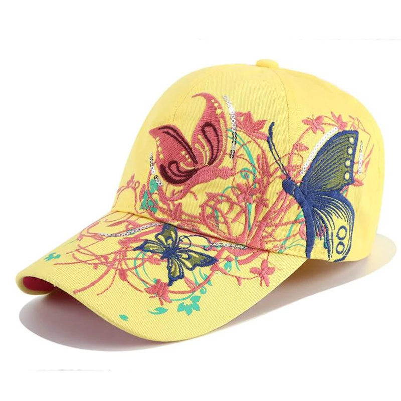 YOYOCORN Women Butterflies Flower Embroidery Caps Women Girl  Hats Casual Snapba - $181.81