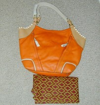 OrYany Pebbled Leather Tote Hobo Handbag Orange Multi NWT LARGE - $170.00
