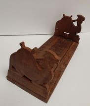 Vintage India Sheesham Wood Camel Bookends Holder Hand Carved Wooden Fol... - $44.00