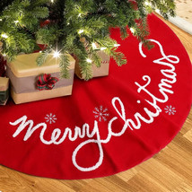 Christmas Tree Skirt Red Felt with Merry Christmas Tree Skirt 48 inches ... - $361.72 MXN