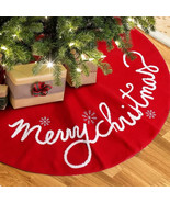 Christmas Tree Skirt Red Felt with Merry Christmas Tree Skirt 48 inches ... - $361.72 MXN
