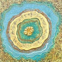 Snowflake Geode - Original Art Mixed Media Faux Geode Signed Painting 12”x12” - £119.84 GBP