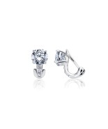Authentic Crislu 1-Stone Pave Postless Clip Earrings in Platinum - $103.95