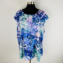 Talbots Pretty Colorful Abstract Floral Cap Sleeve Blouse Womens Plus 22 W - £18.33 GBP