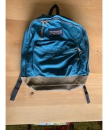 Vintage 90s Jansport Classic Leather Bottom Backpack Dark Green Made In ... - $29.99