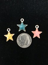 Colorful Star Set Of 3 enamel Pendant charms or Necklace Charm - $15.15