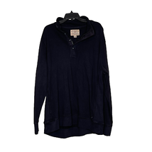 American Eagle Mens 1/4 Zip &amp; Button Pullover Sweatshirt Size XXL Navy Blue LS - £31.64 GBP