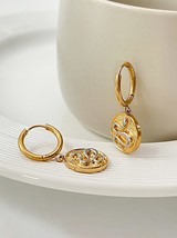 Peri&#39;sBox Mix Gold/Silver Color Cameo Coin Hoop Earrings for Women Stainless Ste - £14.60 GBP