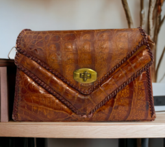 Genuine Alligator Clutch Handbag Vintage Leather Handmade NO Strap Purse... - £110.27 GBP