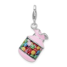 Sterling Silver Enamel 3D Candy Jar Lobster Clasp Charm Pendant 21mm x 16mm - £33.72 GBP