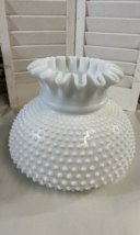 Vintage Milk Glass Lamp Shade Replacement Fenton Hobnail Candy Ribbon To... - $64.35