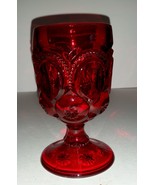 Vintage L.E. Smith Ruby Red Water Goblet Moon and Stars - £23.59 GBP