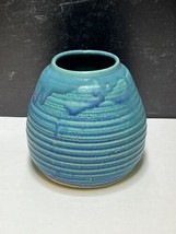 Pamela Black Paradise Art Pottery Cape Cod Turquoise Blue Hand Thrown  Vase - $47.52