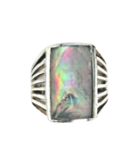 Sterling Silver Abalone Shell Ring 7.9g Size 7.5 - $168.74 CAD