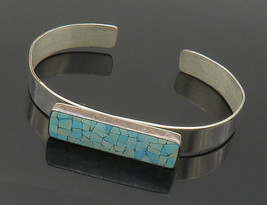 DTR JAY KING 925 Silver - Vintage Turquoise Mosaic Shiny Cuff Bracelet - BT6540 - £136.09 GBP