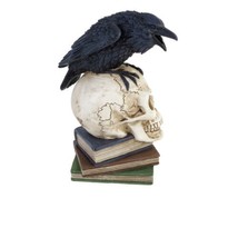 Alchemy Gothic V17 Poes Raven Skull Desk Ornament Vanity The Vault Poe 8” - £41.21 GBP