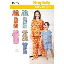 Simplicity 1575 Easy to Sew Girl&#39;s and Boy&#39;s Pajama Sewing Patterns, Siz... - £15.62 GBP