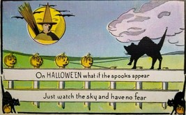 Halloween Postcard Black Cats Witch Appears In Full Moon Metropolitan News 412   - $91.20